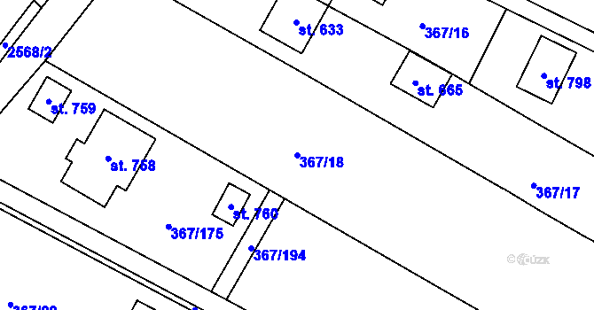 Parcela st. 367/18 v KÚ Čebín, Katastrální mapa
