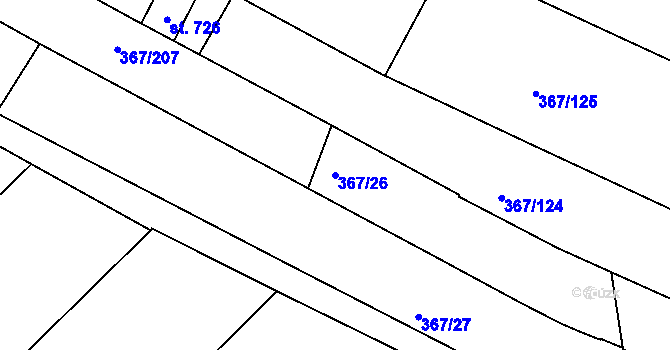 Parcela st. 367/26 v KÚ Čebín, Katastrální mapa