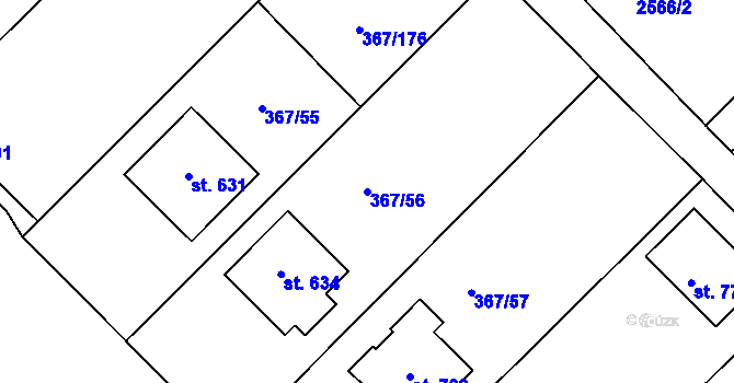 Parcela st. 367/56 v KÚ Čebín, Katastrální mapa