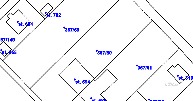 Parcela st. 367/60 v KÚ Čebín, Katastrální mapa