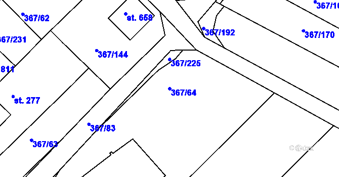 Parcela st. 367/64 v KÚ Čebín, Katastrální mapa