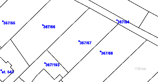 Parcela st. 367/67 v KÚ Čebín, Katastrální mapa