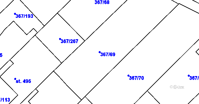 Parcela st. 367/69 v KÚ Čebín, Katastrální mapa