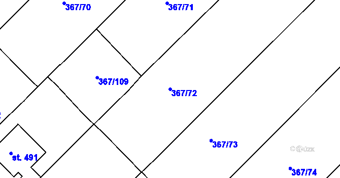 Parcela st. 367/72 v KÚ Čebín, Katastrální mapa