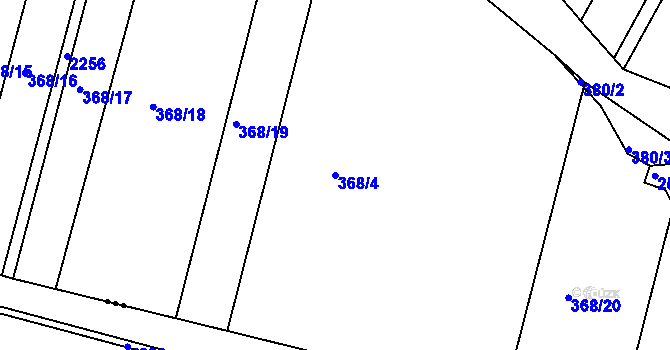 Parcela st. 368/4 v KÚ Čebín, Katastrální mapa