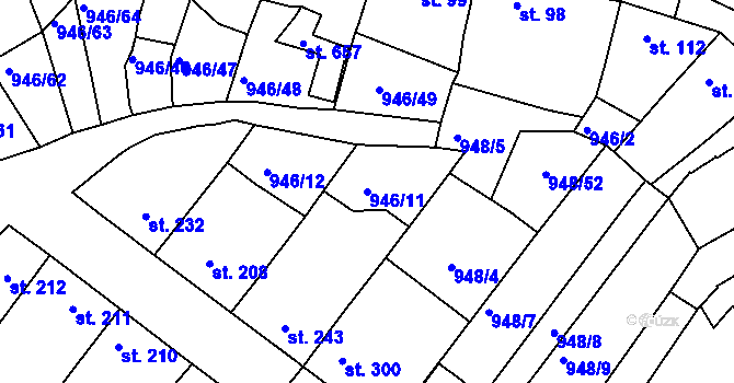Parcela st. 946/11 v KÚ Čebín, Katastrální mapa