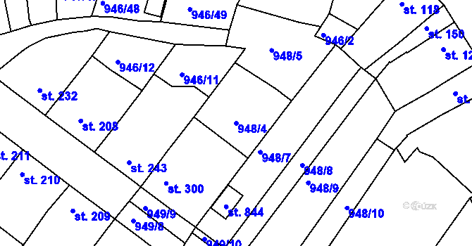 Parcela st. 948/4 v KÚ Čebín, Katastrální mapa