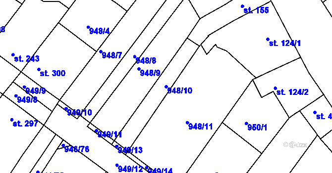 Parcela st. 948/10 v KÚ Čebín, Katastrální mapa