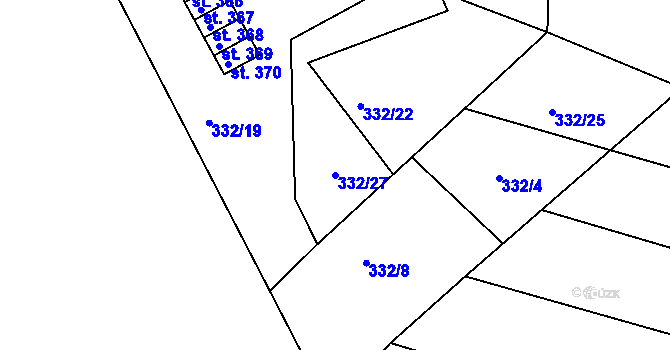 Parcela st. 332/27 v KÚ Čebín, Katastrální mapa