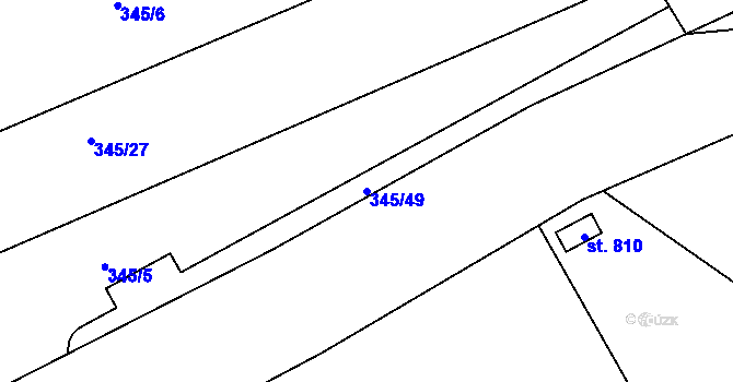 Parcela st. 345/49 v KÚ Čebín, Katastrální mapa