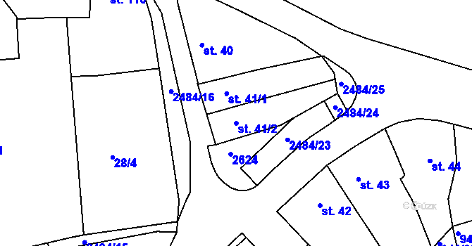 Parcela st. 41/2 v KÚ Čebín, Katastrální mapa