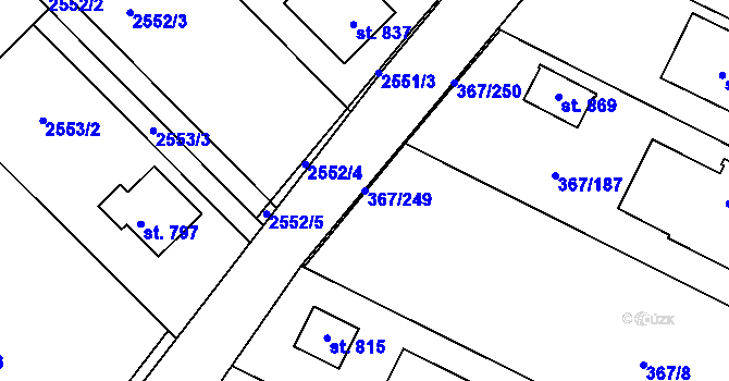 Parcela st. 367/249 v KÚ Čebín, Katastrální mapa