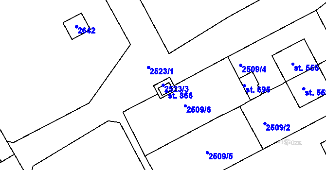 Parcela st. 2523/3 v KÚ Čebín, Katastrální mapa