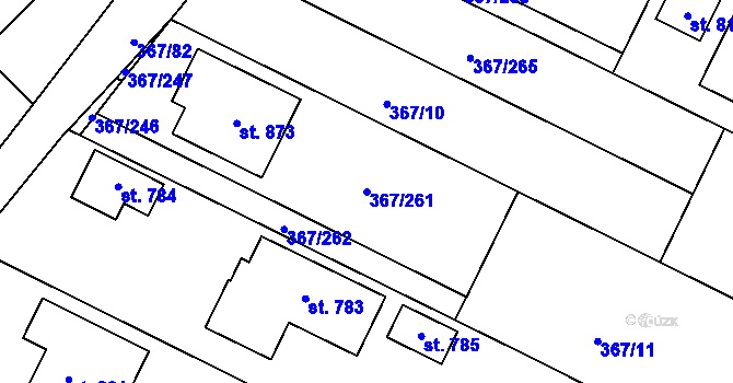 Parcela st. 367/261 v KÚ Čebín, Katastrální mapa