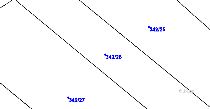 Parcela st. 342/26 v KÚ Čebín, Katastrální mapa