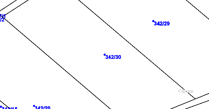 Parcela st. 342/30 v KÚ Čebín, Katastrální mapa