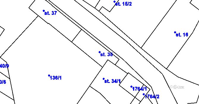 Parcela st. 35 v KÚ Čečelice, Katastrální mapa