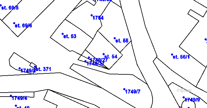 Parcela st. 54 v KÚ Čečelice, Katastrální mapa