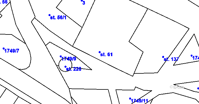 Parcela st. 61 v KÚ Čečelice, Katastrální mapa
