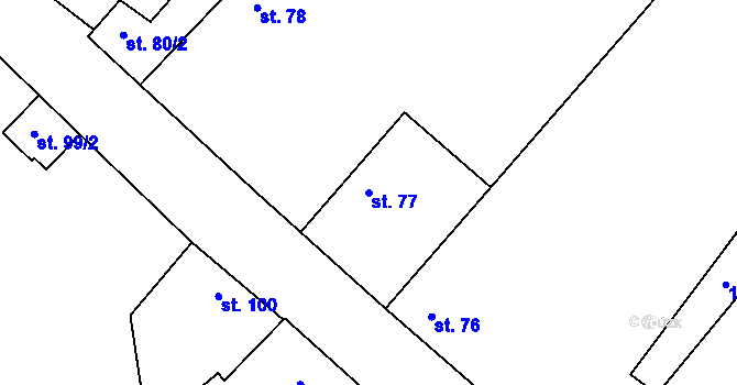 Parcela st. 77 v KÚ Čečelice, Katastrální mapa