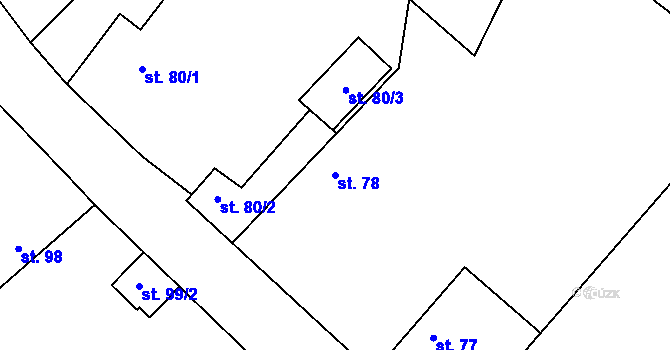 Parcela st. 78 v KÚ Čečelice, Katastrální mapa
