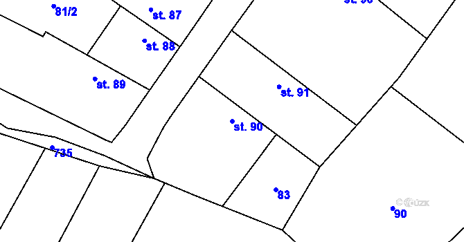 Parcela st. 90 v KÚ Čečelice, Katastrální mapa