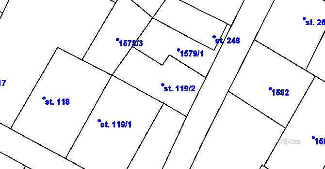 Parcela st. 119/2 v KÚ Čečelice, Katastrální mapa