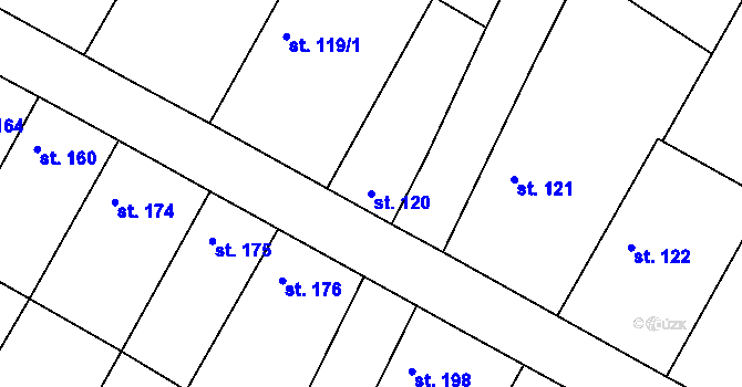 Parcela st. 120 v KÚ Čečelice, Katastrální mapa