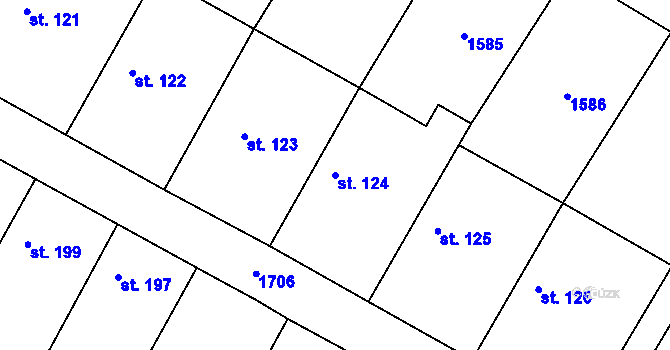 Parcela st. 124 v KÚ Čečelice, Katastrální mapa