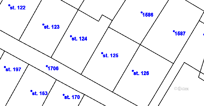 Parcela st. 125 v KÚ Čečelice, Katastrální mapa
