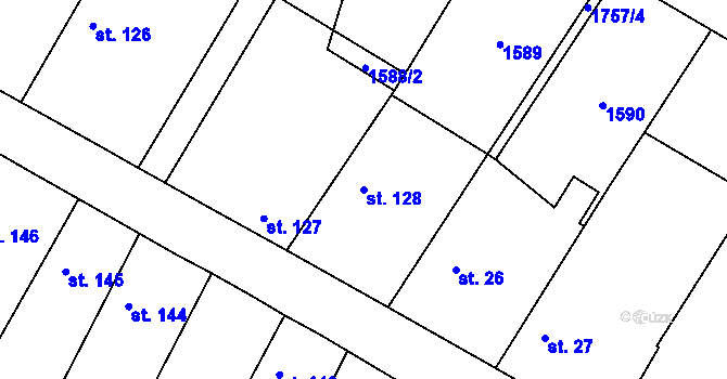 Parcela st. 128 v KÚ Čečelice, Katastrální mapa
