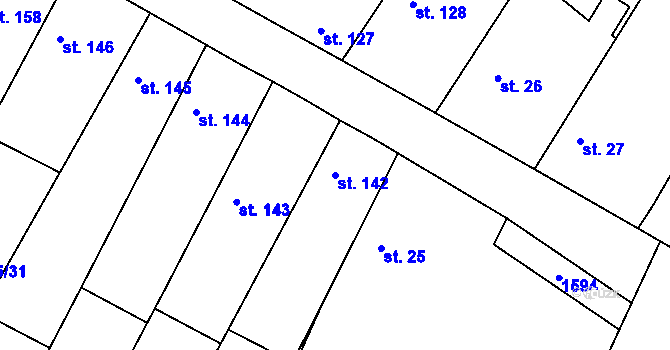 Parcela st. 142 v KÚ Čečelice, Katastrální mapa