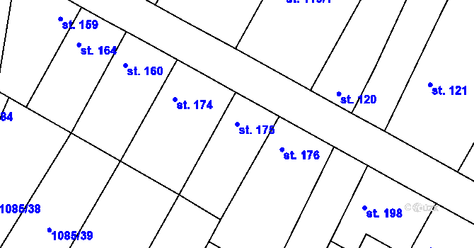 Parcela st. 175 v KÚ Čečelice, Katastrální mapa