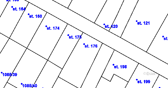 Parcela st. 176 v KÚ Čečelice, Katastrální mapa
