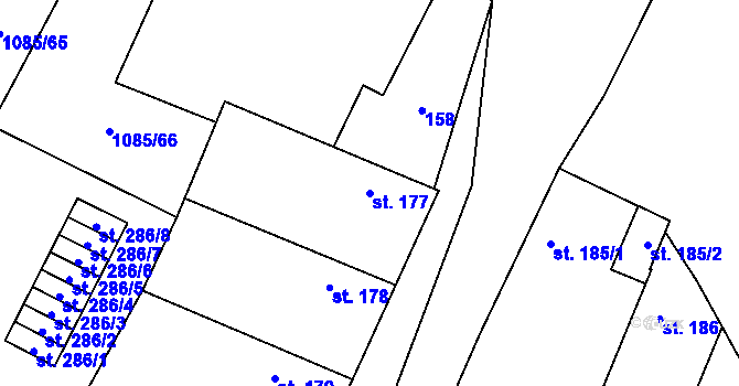Parcela st. 177 v KÚ Čečelice, Katastrální mapa
