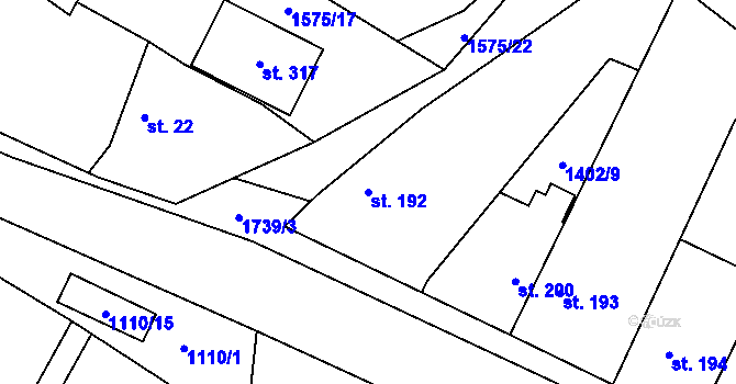Parcela st. 192 v KÚ Čečelice, Katastrální mapa