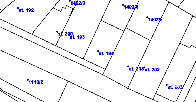 Parcela st. 194 v KÚ Čečelice, Katastrální mapa
