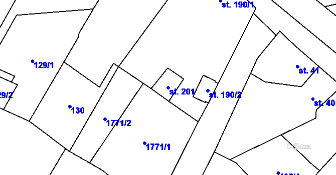 Parcela st. 201 v KÚ Čečelice, Katastrální mapa