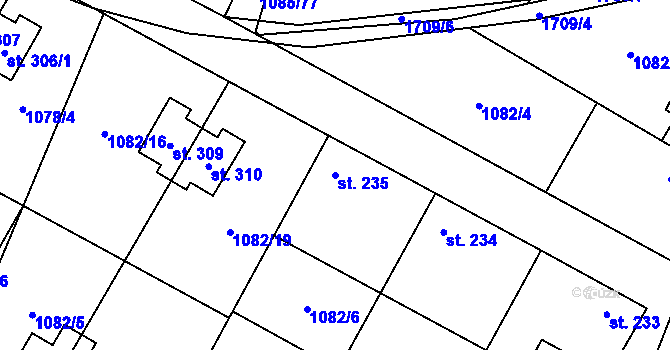 Parcela st. 235 v KÚ Čečelice, Katastrální mapa