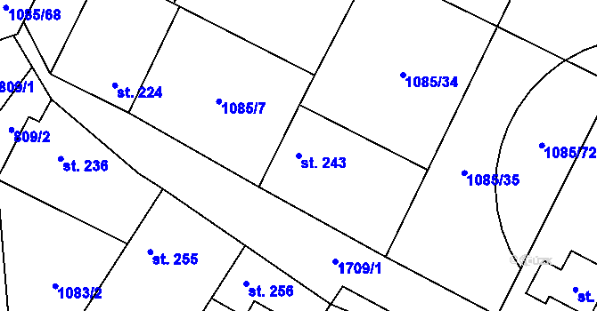 Parcela st. 243 v KÚ Čečelice, Katastrální mapa