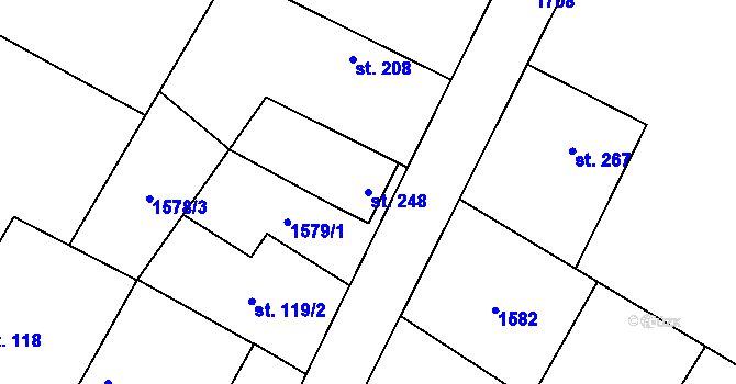 Parcela st. 248 v KÚ Čečelice, Katastrální mapa