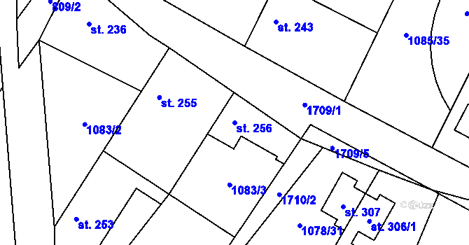 Parcela st. 256 v KÚ Čečelice, Katastrální mapa