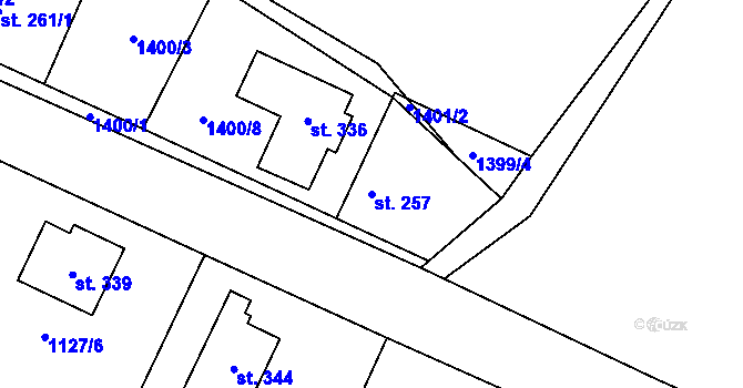 Parcela st. 257 v KÚ Čečelice, Katastrální mapa
