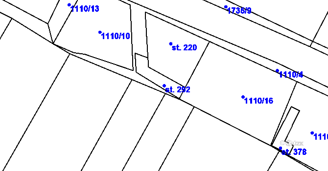 Parcela st. 292 v KÚ Čečelice, Katastrální mapa