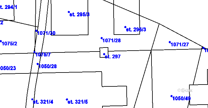 Parcela st. 297 v KÚ Čečelice, Katastrální mapa