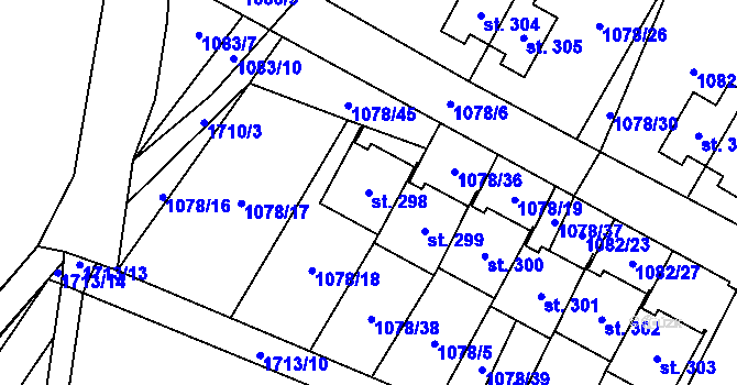Parcela st. 298 v KÚ Čečelice, Katastrální mapa