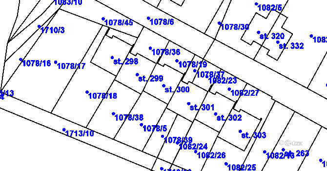 Parcela st. 300 v KÚ Čečelice, Katastrální mapa
