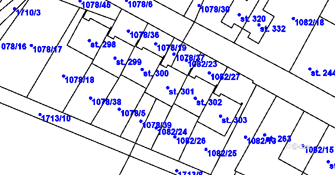 Parcela st. 301 v KÚ Čečelice, Katastrální mapa
