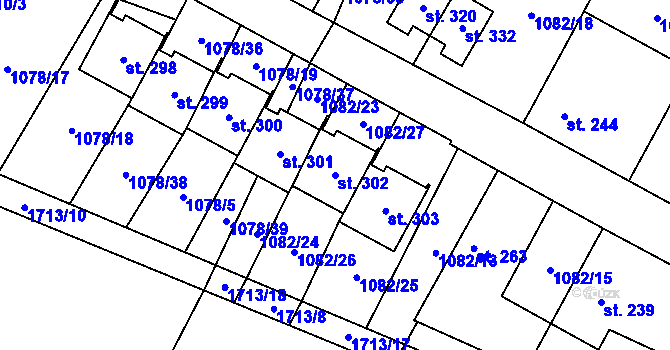 Parcela st. 302 v KÚ Čečelice, Katastrální mapa