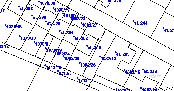 Parcela st. 303 v KÚ Čečelice, Katastrální mapa